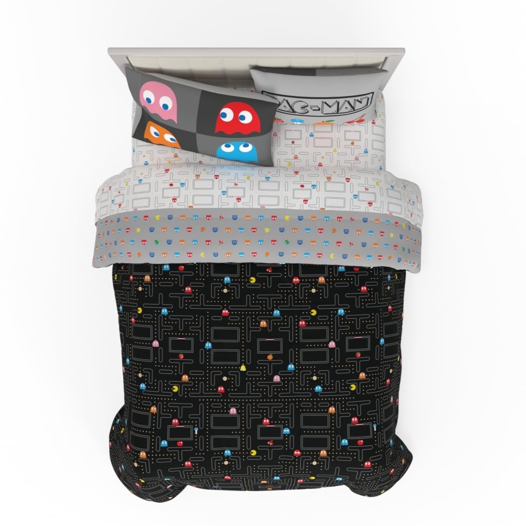 Franco Care Bears x Universal Monsters Juego de Ropa de Cama Reversible, 7 Piezas - Pac-man - 7 Piece Full Size