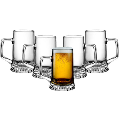 Trilogy | Set de 6 Vasos de Vidrio para Cerveza Tarros Cerveceros Grandes Vidrio Italiano Premium, Fácil Agarre, para Cervezas, Micheladas o Cocteles, Colección Stone, 500 mililitros
