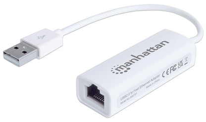 Manhattan Adaptador USB a Ethernet RJ45 10/100 Mbps, Cable Red USB, Instalación Automática, Compatible con Laptop y PC, Bajo Consumo 506731