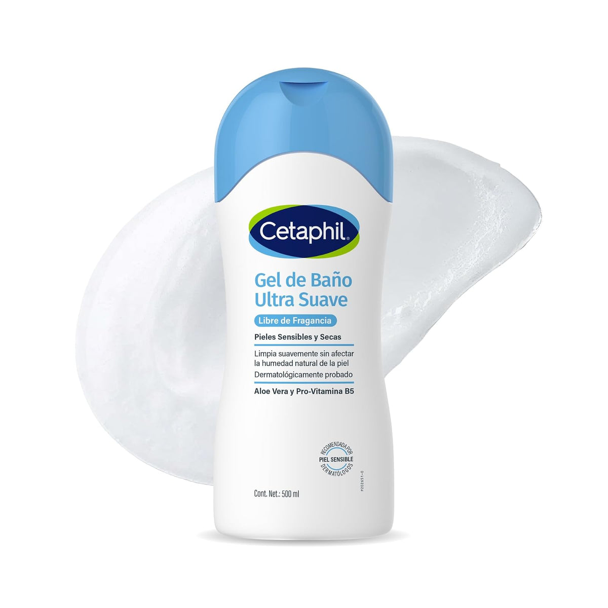 Cetaphil Gel de Baño Corporal Ultra Suave Todo Tipo de Piel Sensible 500 ml | Sin fragancia, limpia sin quitar la humedad natural e hidrata durante 24 horas con aloe vera, glicerina y vitamina B5.