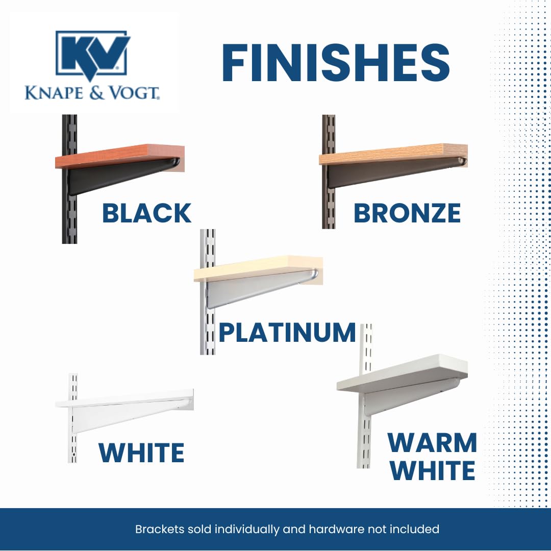 Knape & Vogt John Sterling Dual Trak - Soporte Ajustable para Estante de Madera, 14 Pulgadas, Platino, 0122-14 PM, 14 Pulgadas