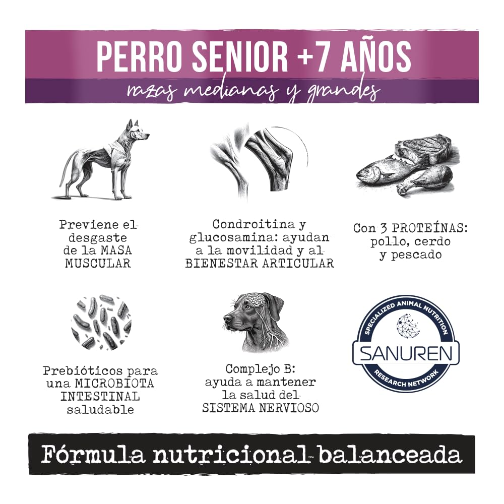Prime Care Alimento para Perros Senior (+7 Años) Razas Medianas y Grandes 4 kg