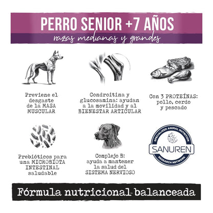 Prime Care Alimento para Perros Senior (+7 Años) Razas Medianas y Grandes 4 kg