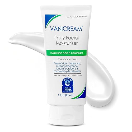 Vanicream Crema hidratante facial diaria, con ácido hialurónico, 5 ceramidas clave y escualano, para pieles sensibles, sin fragancia ni gluten, pH equilibrado, probado dermatológicamente, 90 ml