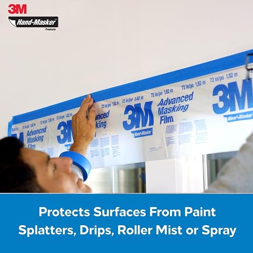 3M Scotch Hand Masker M3000 - Kit dispensador de cinta de pintor y película de enmascaramiento, protege las superficies de salpicaduras de pintura, incluye cinta de pintor y película de