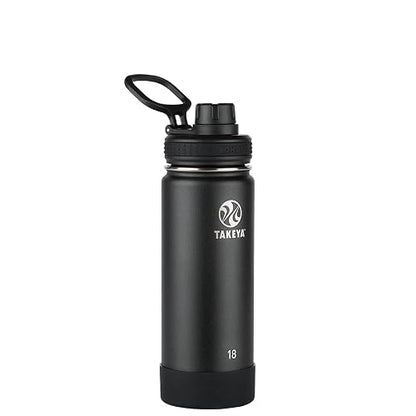 TAKEYA - Botella de agua aislante de acero inoxidable Actives con tapa aislante, 18 oz, ónix