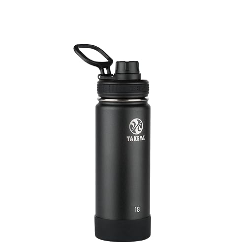 TAKEYA - Botella de agua aislante de acero inoxidable Actives con tapa aislante, 18 oz, ónix
