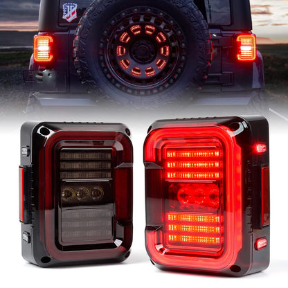 Xprite Luces Traseras LED para Jeep Wrangler JK/JKU 2007-2018, Aprobadas DOT - Lente ahumado