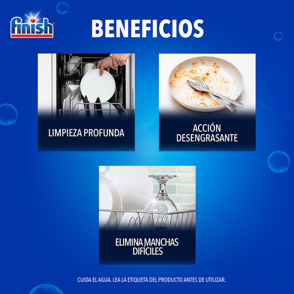 Finish® Power Powder, Detergente para lavavajillas en polvo, Paquete de 2, 1Kg c/u