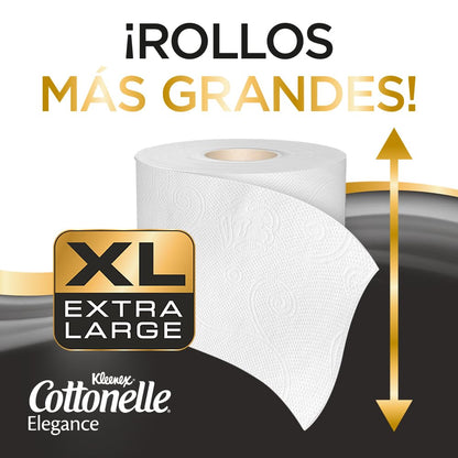 Kleenex Cottonelle Elegance XL, Papel Higiénico Extra Largo, Paquete con 32 Rollos de 228 Hojas Dobles C/U