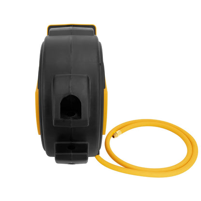 DEWALT 3/8" Carrete de manguera de aire cerrado de 50 pies, carrete de manguera de aire automático, retráctil de 300 PSI máximo, manguera de aire retráctil duradera para un uso eficiente en talleres y