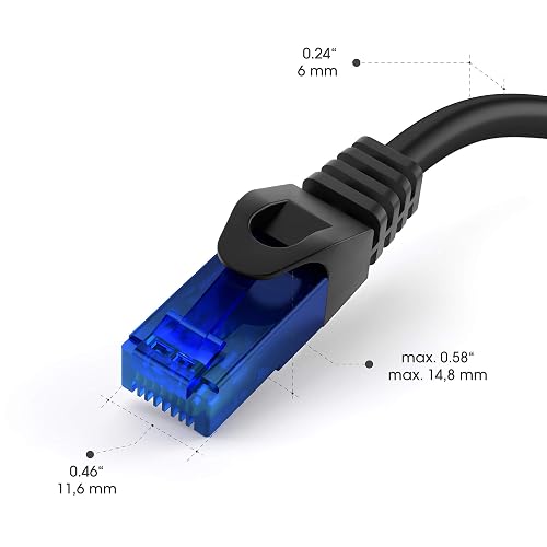 KabelDirekt – Cable Ethernet 10Gbit/s – 5x 9ft/3m, negro | Transmite la velocidad máxima de fibra óptica, para redes Gigabit, switches/routers/modems, negro/azul
