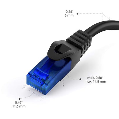KabelDirekt – Cable Ethernet 10Gbit/s – 5x 9ft/3m, negro | Transmite la velocidad máxima de fibra óptica, para redes Gigabit, switches/routers/modems, negro/azul