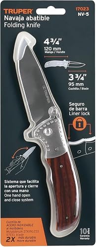 Truper NV-5, Navaja abatible, mango de madera, 4-3/4"