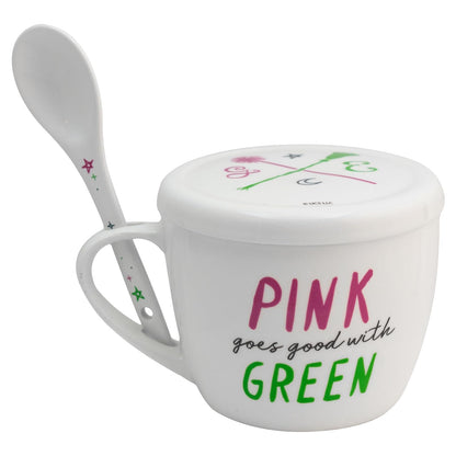 Funkids - Taza con tapa y cuchara deporcelana Wicked con caja de regalo 580ml.