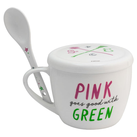 Funkids - Taza con tapa y cuchara deporcelana Wicked con caja de regalo 580ml.