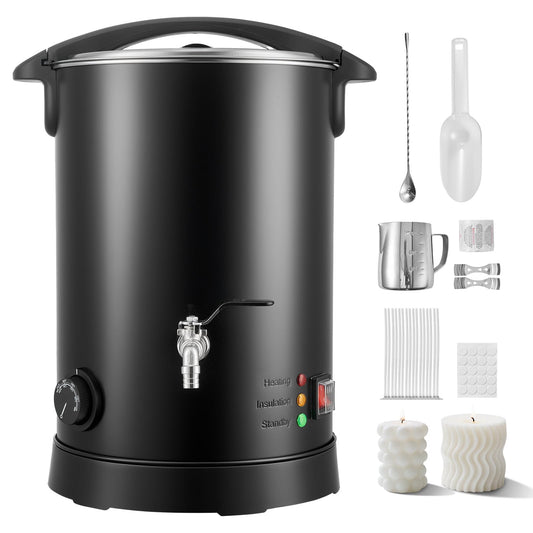 VEVOR Fundidor de cera para hacer velas, 10.6 cuartos de galón, calentamiento rápido y uniforme, con pico vertedor fácil y control de temperatura, crisol de cera para hacer velas y jabones