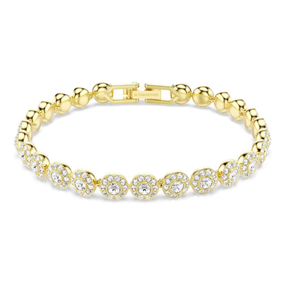 Una pulsera Angelic, de corte redondo, blanca, chapada en oro blanco Swarovski One