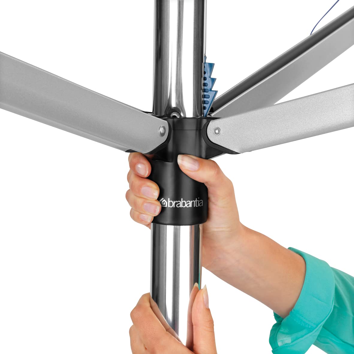 BRABANTIA | Tendedero Giratorio para Exterior Topspinner | Plateado | 5,000 cm de Secado | Incluye Anclaje al Suelo
