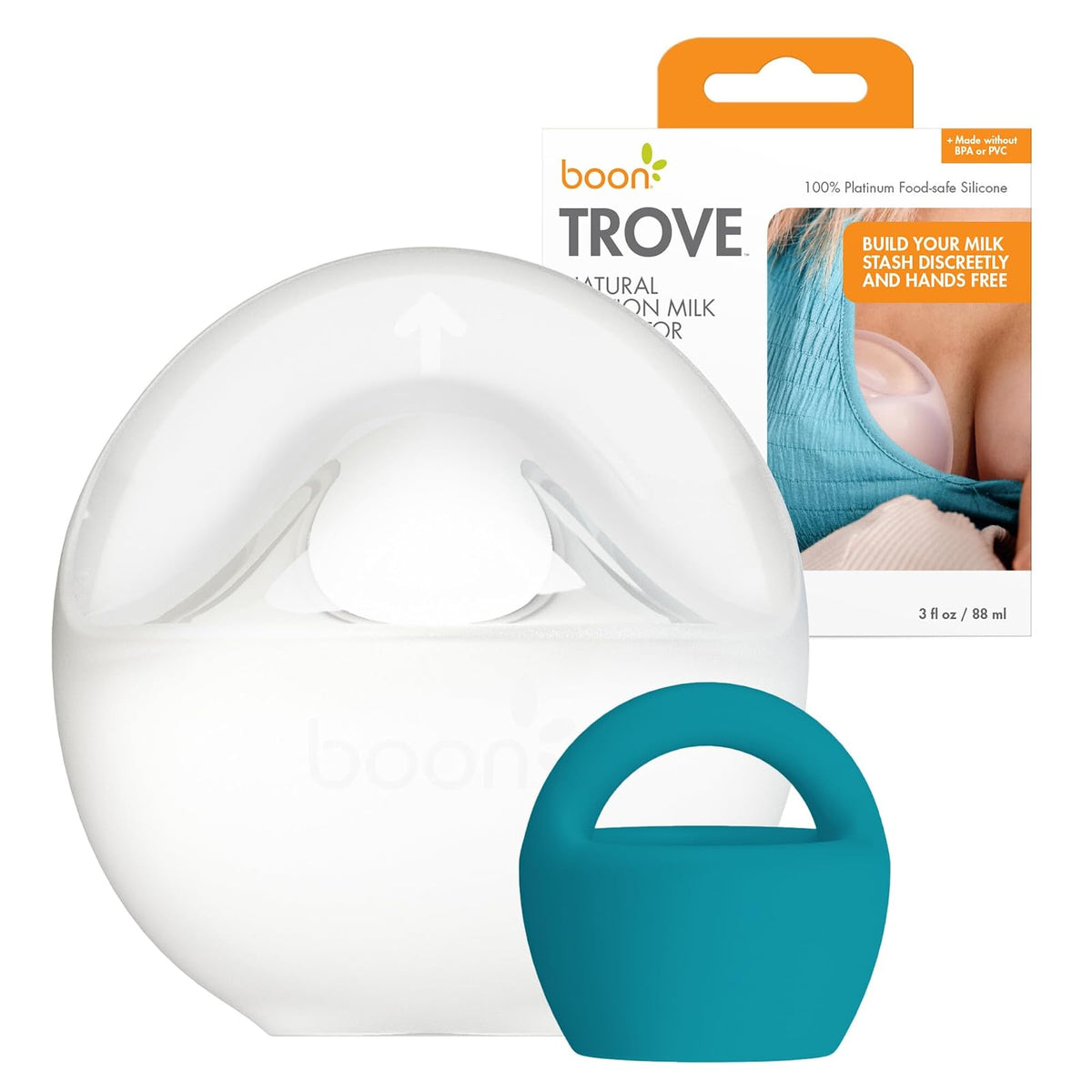 Boon Trove - Extractor de leche manual de silicona - Colector de leche pasivo - Extractor de leche manos libres para lactancia - Esenciales para la lactancia materna - 1 unidad
