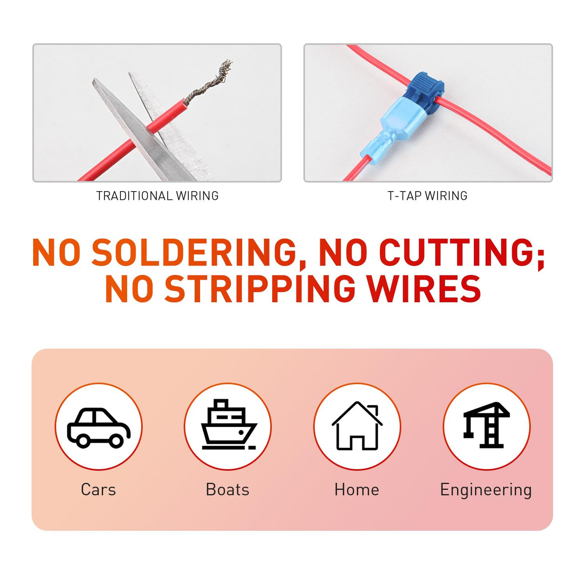 Nilight 120 pares/60 pares de terminales de cable de desconexión rápida de empalme, conectores de pala en T, color azul, 16-14 AWG macho hembra totalmente aislado, kit de crimpado autosuperable | Conectores de pala 16-14 AWG macho hembra totalmente aislad