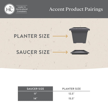 The HC Companies - Platillo Cuadrado para Plantas - Bandejas de plástico duraderas para Plantas, Elegante Bandeja Cuadrada para Drenaje de Agua, platillo Resistente a los Rayos UV para Uso en