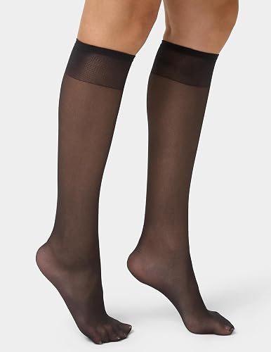 No Nonsense 100% Nylon Knee High Pantyhose 10-pack Brown Transparent Adult Female Classic Formal Tube Socks