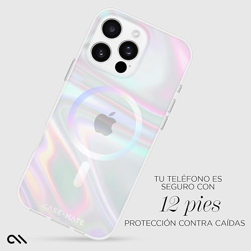 Case-Mate Funda magnética para iPhone 16 Pro MAX Compatible con MagSafe, protección contra caídas de 12 pies - Soap Bubble