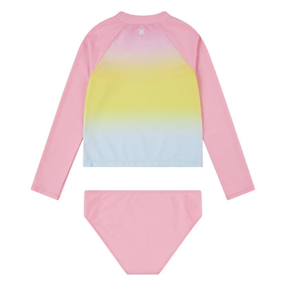 Hurley Long Sleeve Rash Guard 2-Piece Swimsuit Juego de protección de Sarpullido Niñas