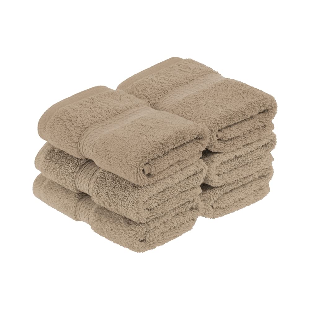 Superior, 900 gram, Long-Staple Combed Cotton 6-Piece Face Towel Set, White | Juego de toallas de lujo de secado rápido, artículos esenciales de baño para baño, baño de invitados, spa, cara de 2 piezas - Face Towel - Latte