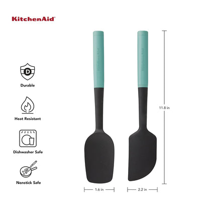 KitchenAid - Juego de espátulas, 2 piezas, Aqua Sky