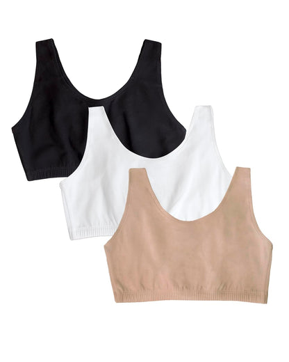 Fruit of the Loom Brasier Deportivo de Algodón para Mujer - Blanco - Arena - Negro - 42