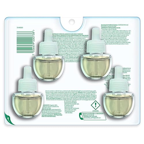 Air Wick Repuestos para Aromatizante Eléctrico, Aroma Turquoise Oasis, 4 Piezas de 20 ml c/u