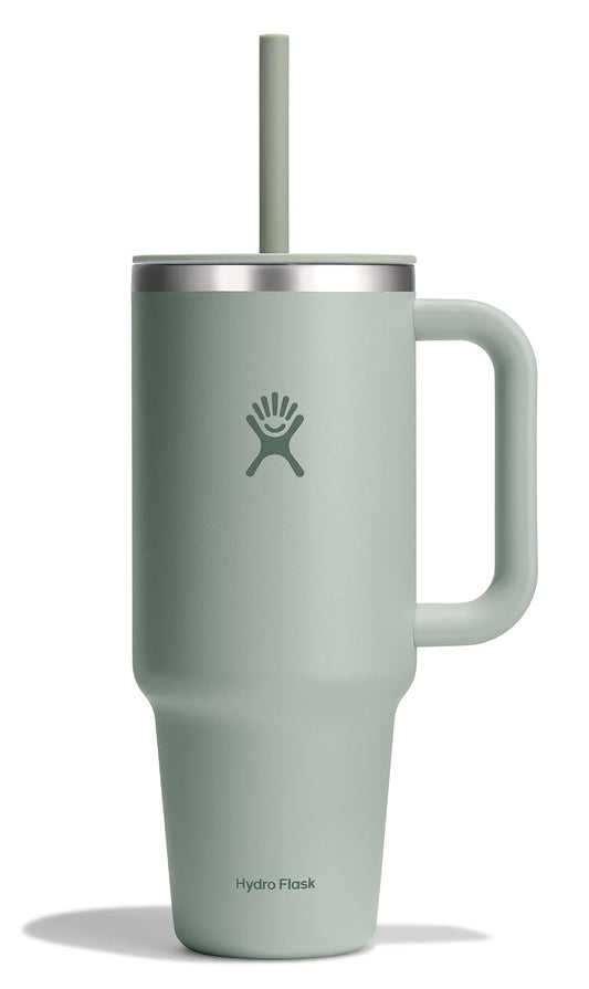 Hydro Flask - Vaso de viaje de 40 onzas con asa, tapa y popote, acero inoxidable aislado en agave tonal