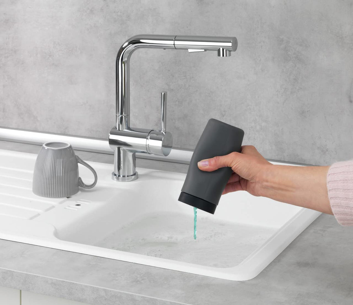 Wenko Dispenser for Dish Liquid Easy Squeez-e Grey