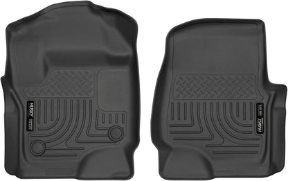 Husky Liners - Revestimiento de Piso Delantero para Suelos de Vinilo de 17 - 18 F250/350/450, Cabina Doble/Cabina Super, Negro, Front Floor Liners - Weatherbeater Front Floor Mats - Cabina de tripulación - Super Cab con suelos de alfombra