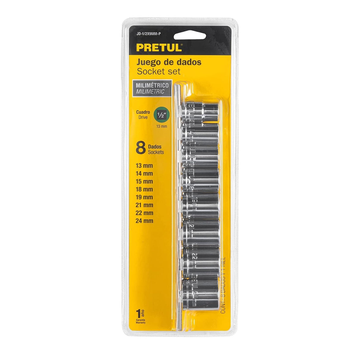 Pretul JD-1/2X9MM-P, Juego de 8 dados mm