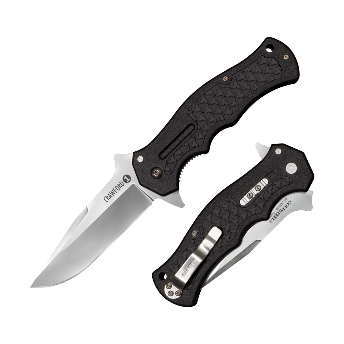 Cold Steel Crawford Modelo 1 3.5 pulgadas 4034SS - Cuchillo plegable táctico con mango Zy-Ex, de 4.9 pulgadas, color negro, en caja