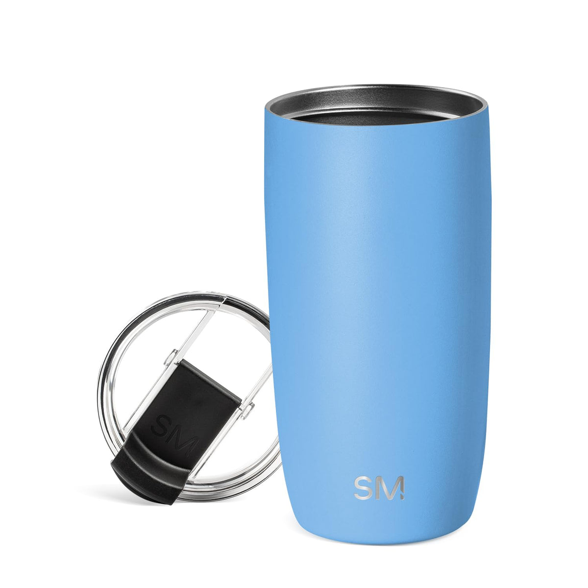 Simple Modern Voyager - Taza de Viaje con Tapa Abatible, Acero Inoxidable, Popotes Incluidos - 470ml - -Snow Day