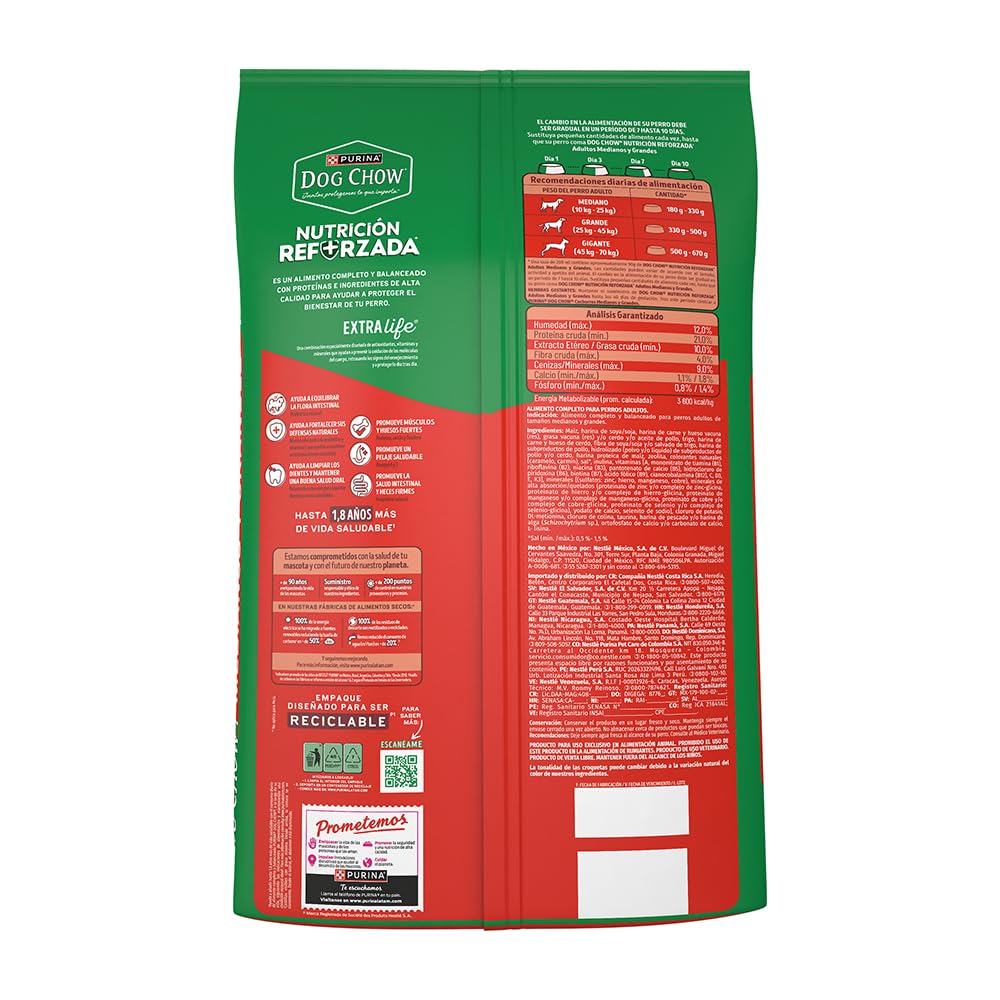 Purina Dog Chow Adulto Raza Medina y Grande Sabor Carne y Pollo 7.5Kg
