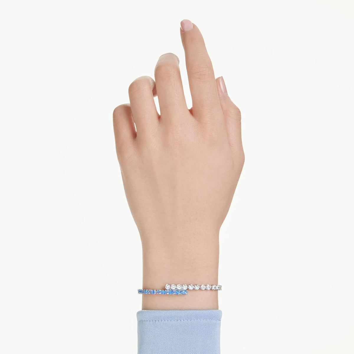 Swarovski Pulsera Matrix, Tallas mixtas, Azul, Baño de rodio