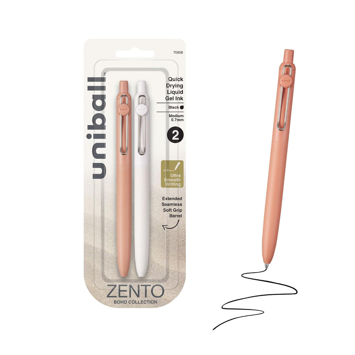 Uni-ball Zento Bolígrafos de Gel Retráctiles, Punta 0.7 mm - 1 Count (Pack of 2) - Bohemio