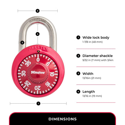Master Lock 1530T Candado de combinación de cerradura, 2 unidades (paquete de 1), los colores pueden variar