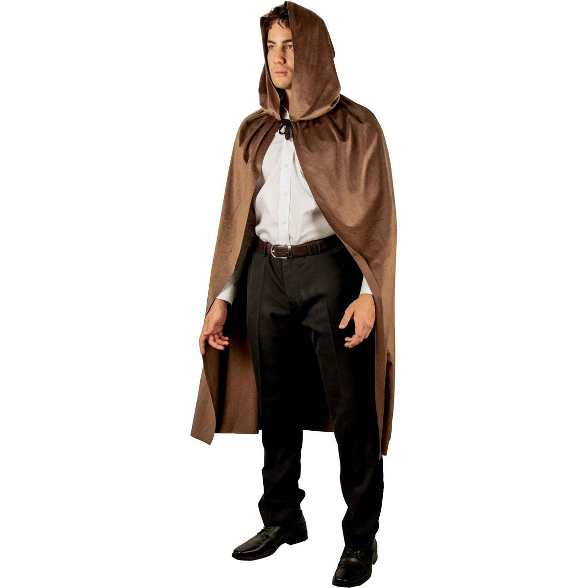 REV Capa Café de Poliéster – Capa Larga para Disfraz de Monje, Mago o Personaje Medieval – Accesorio para Cosplay, Halloween, Carnaval o Fiesta Temática