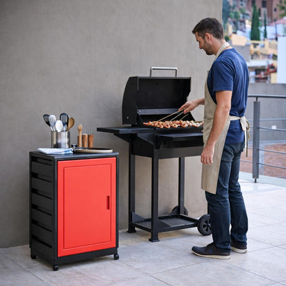 Italhome Mueble Organizador de Plástico con Ruedas, Cajonera con Repisas Multiusos para Oficina, Hogar o Taller, Ligero Resistente, Color Rojo