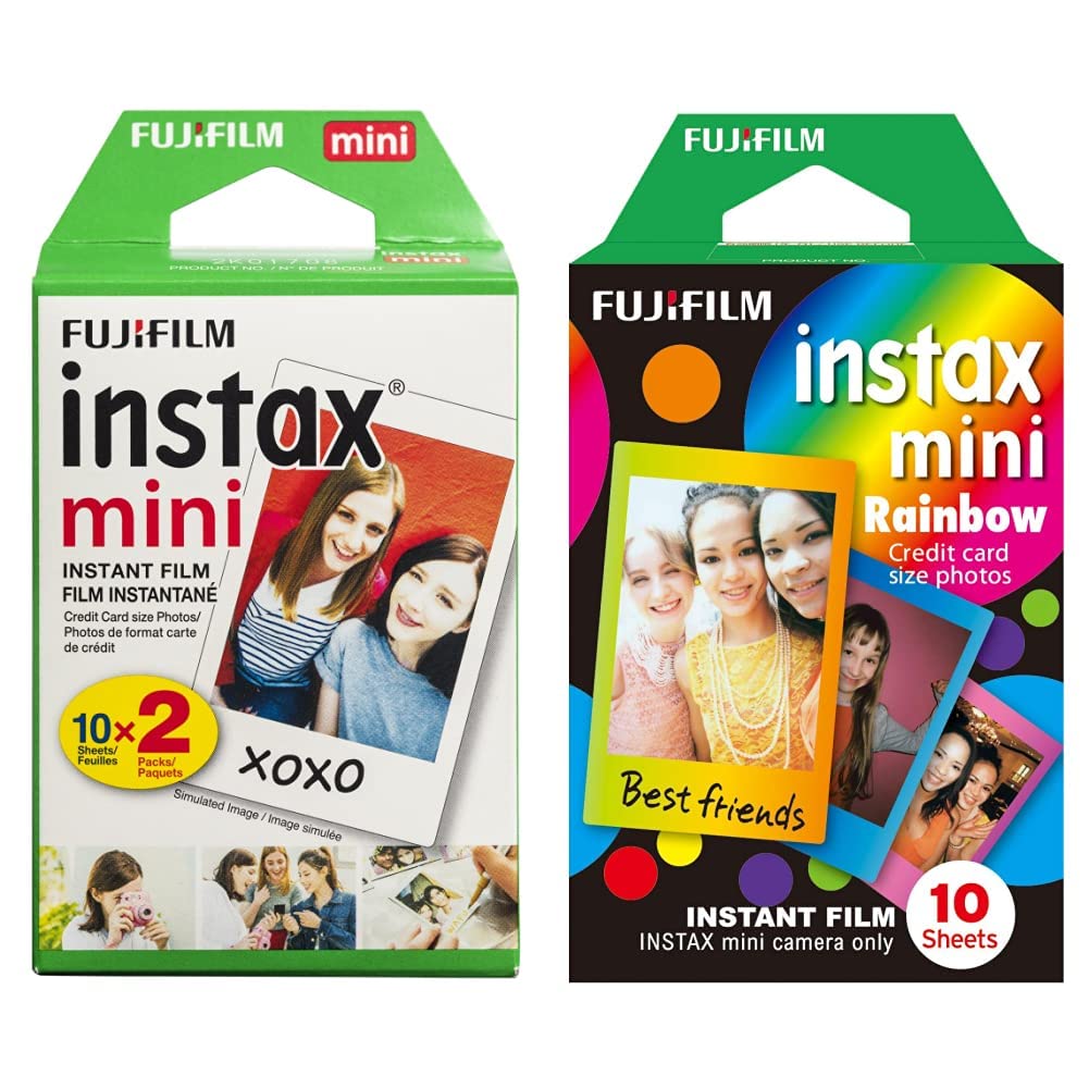 Fujifilm Instax Película Instantánea para Todas Las Cámaras Mini - Blanco + Mini Rainbow, 10 Fotos/Paquete (Rainbow)