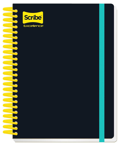 Scribe Excellence Cuaderno Profesional Pasta Dura Espiral Cuadro Chico - Negro - Azul - 100 Pages