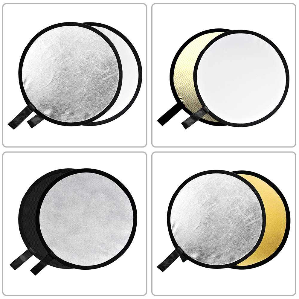 GODOX Reflector de luz de Disco portátil Redondo Plegable 5 en 1 de 60 cm con Bolsa para Estudio y fotografía, Dorado, Plateado, Negro, Blanco, translúcido