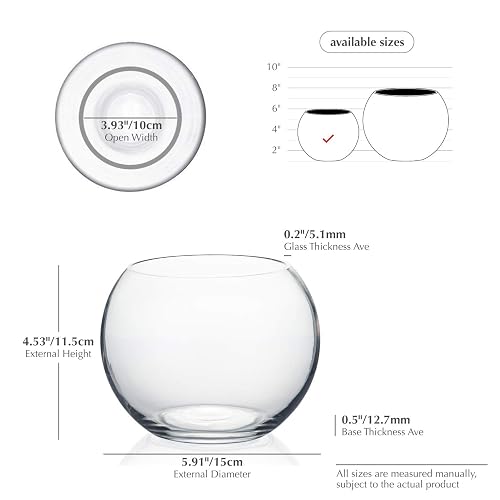 WGV tazón de vidrio transparente con jarrón, 15,24 cm