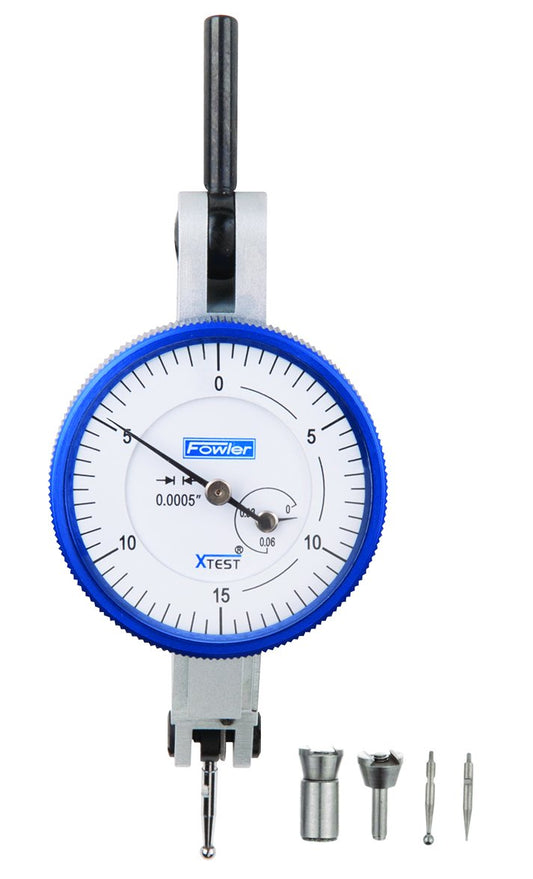Fowler Full Warranty 52-562-001-0 Horizontal White Dial X-Test Indicator, 0.0005" Graduation Interval, 0.060" Maximum Measuring Range, 1.5" Diameter